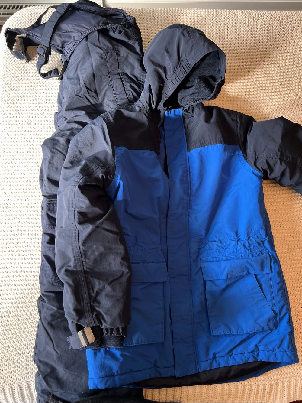 Lands' End Blue Hooded Jacket and Snow Pants for Kids